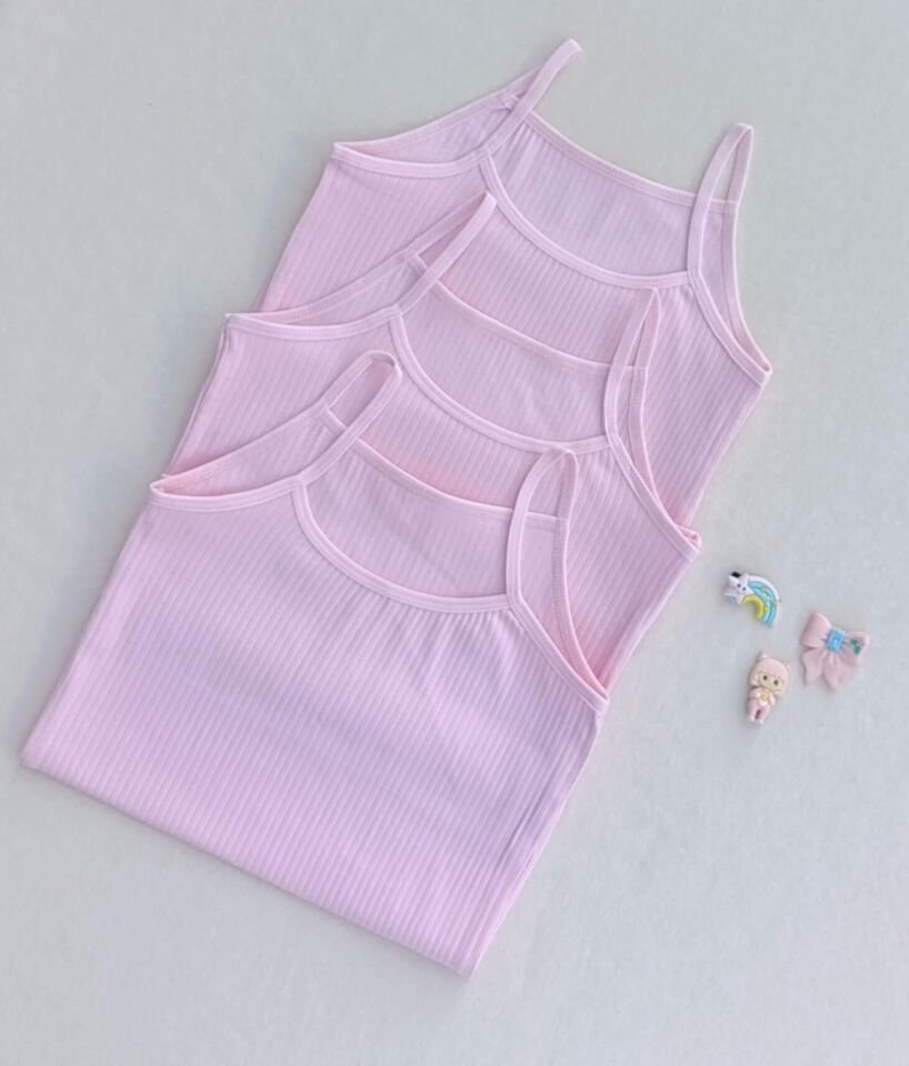 Fitilli Yumuşak Esnek Kumaş 3'lü Çocuk Atlet