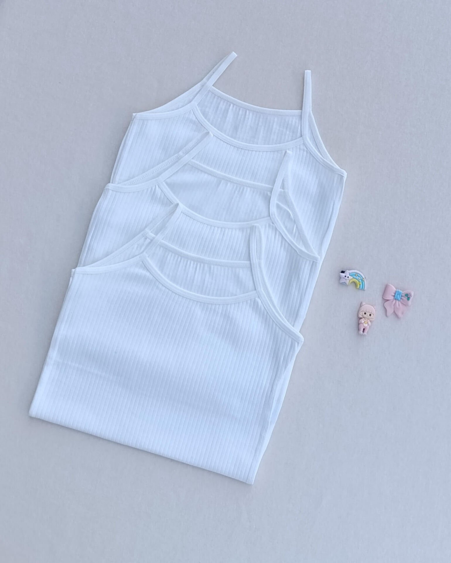 Fitilli Yumuşak Esnek Kumaş 3'lü Çocuk Atlet