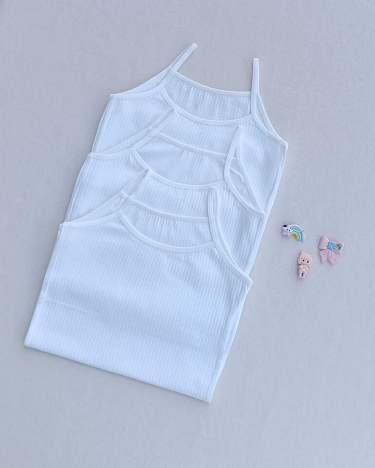 Fitilli Yumuşak Esnek Kumaş 3'lü Çocuk Atlet