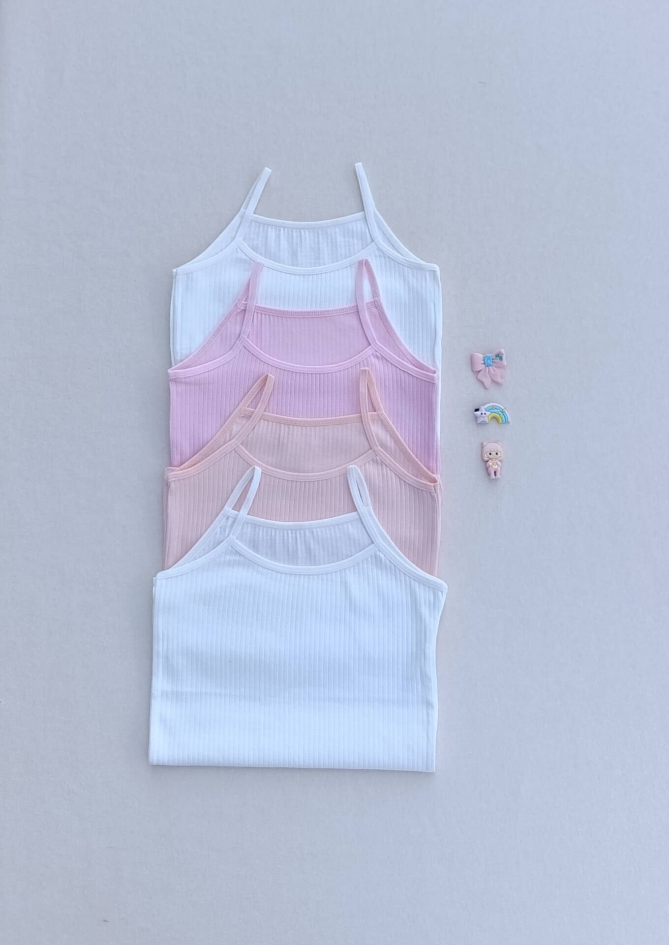 Fitilli Yumuşak Esnek Kumaş 4'lü Çocuk Atlet