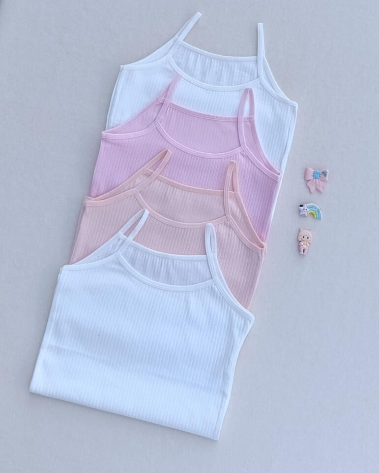 Fitilli Yumuşak Esnek Kumaş 4'lü Çocuk Atlet