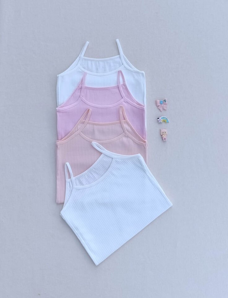 Fitilli Yumuşak Esnek Kumaş 4'lü Çocuk Atlet