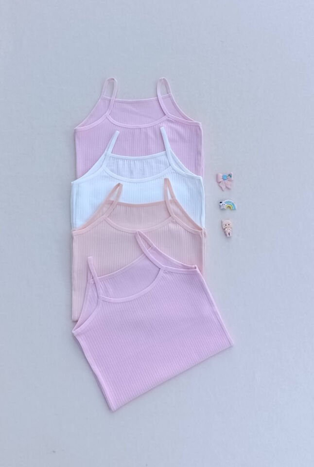 Fitilli Yumuşak Esnek Kumaş 4'lü Çocuk Atlet