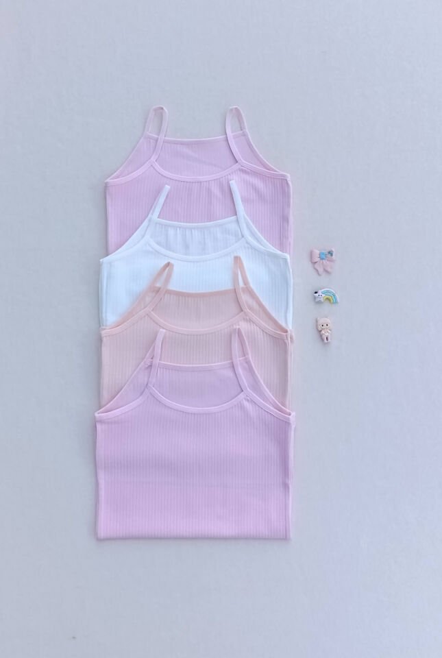 Fitilli Yumuşak Esnek Kumaş 4'lü Çocuk Atlet