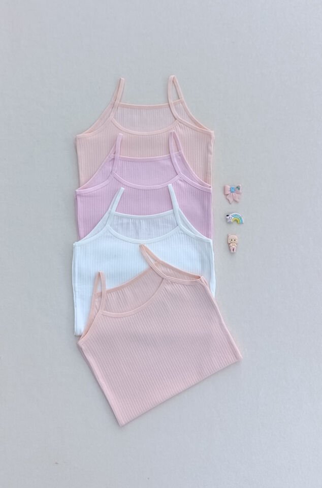 Fitilli Yumuşak Esnek Kumaş 4'lü Çocuk Atlet