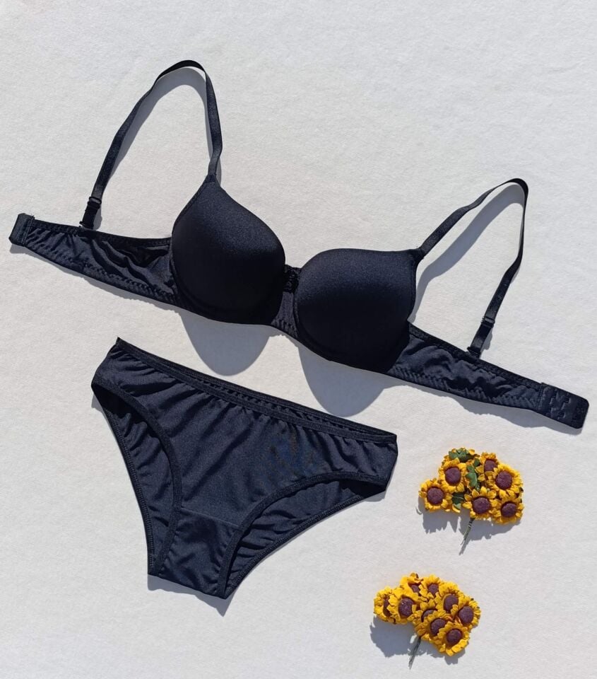Push Up Dolgulu Micro Siyah Sütyen Ve Külot İç Çamaşır Takımı