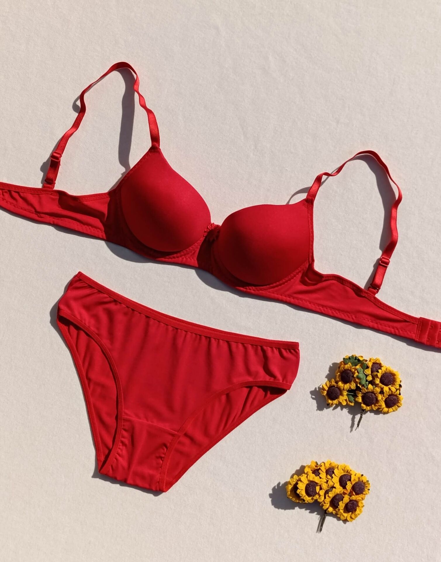 Push Up Dolgulu Micro Kımızı Sütyen Ve Külot İç Çamaşır Takımı