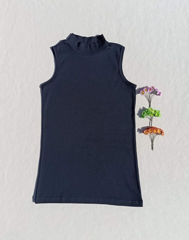 Fitilli Sıfır Kol Boğazlı 2'li Siyah Kadın Body -Badi