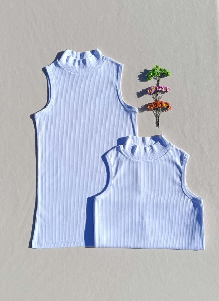 Fitilli Sıfır Kol Boğazlı 2'li Beyaz Kadın Body -Badi