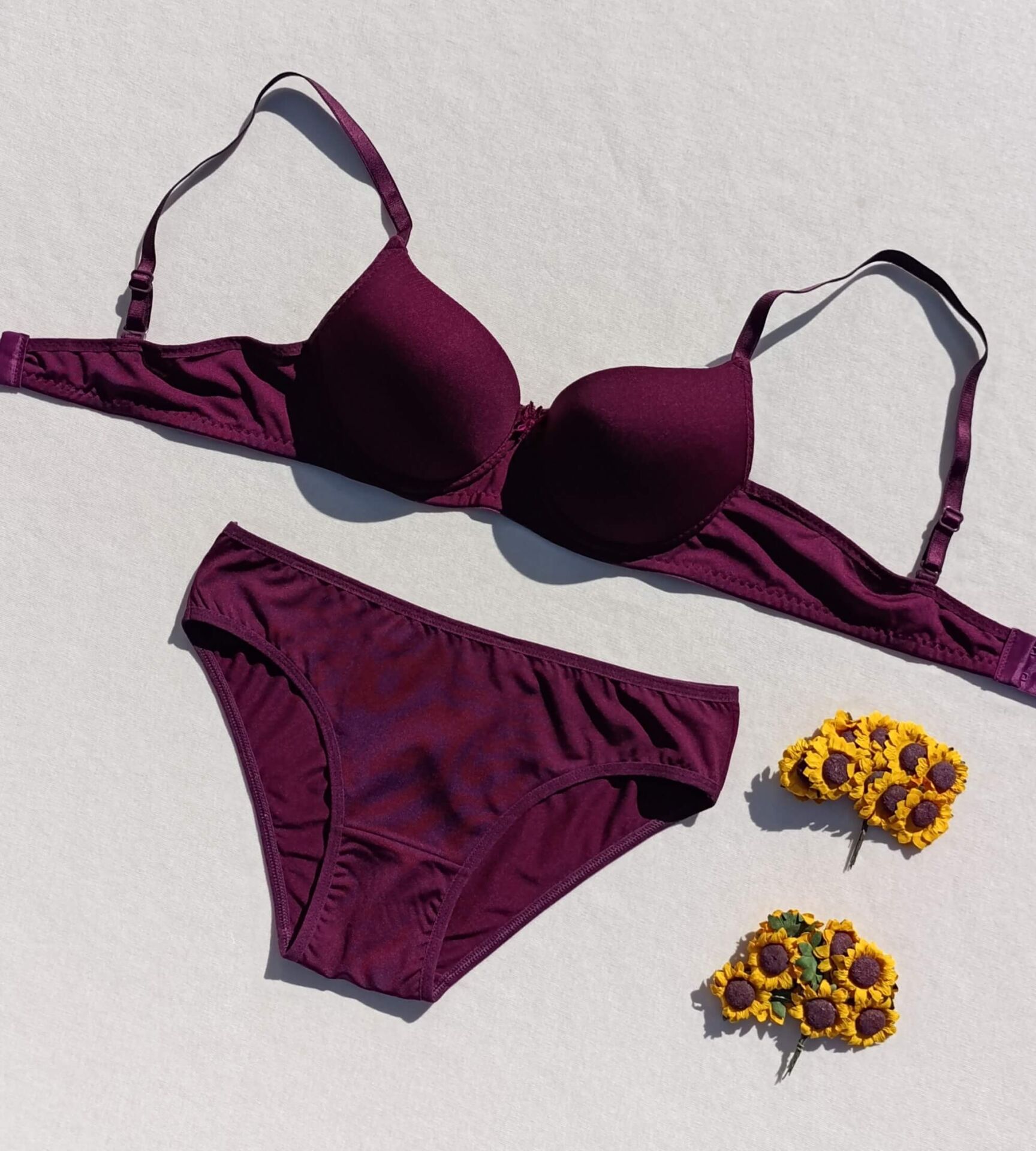 Push Up Dolgulu Micro Mürdüm  Sütyen Ve Külot İç Çamaşır Takımı