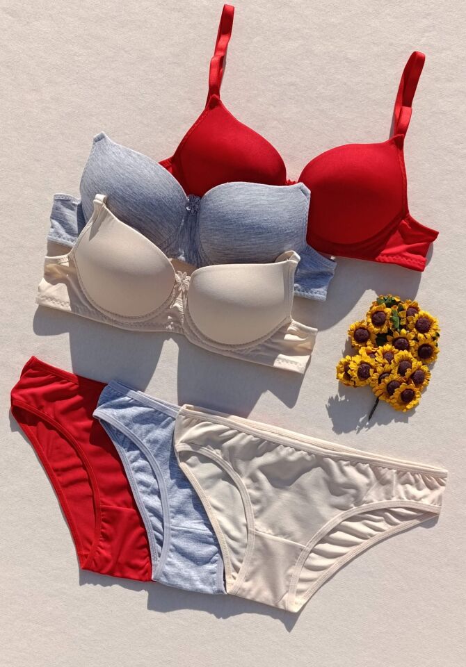 Push Up Dolgulu Micro 3'lü Sütyen Ve Külot İç Çamaşır Takımı