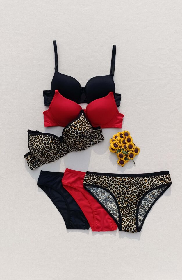 Push Up Dolgulu Micro 3'lü Sütyen Ve Külot İç Çamaşır Takımı