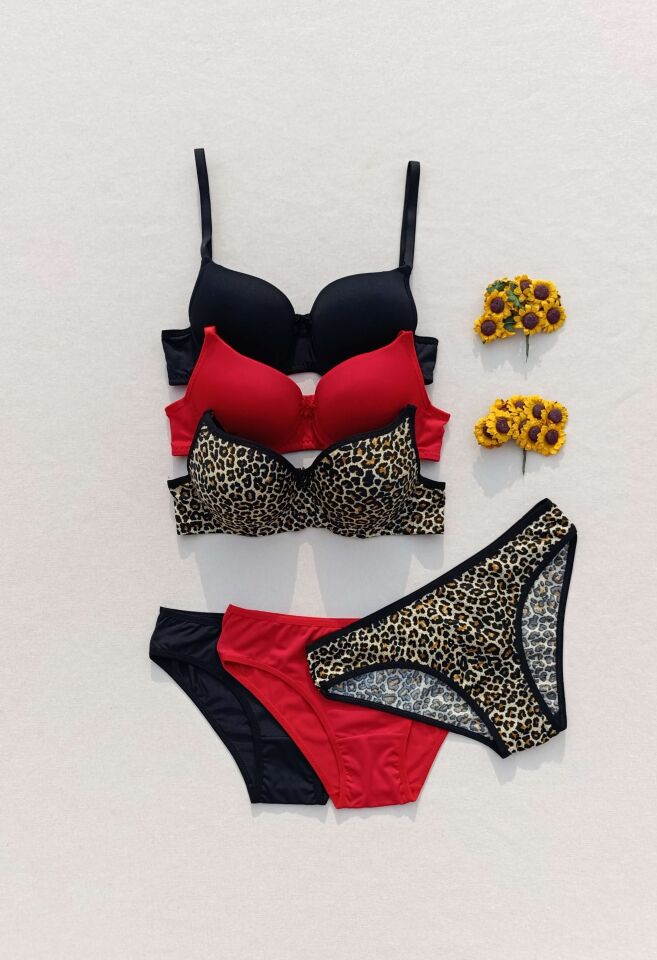 Push Up Dolgulu Micro 3'lü Sütyen Ve Külot İç Çamaşır Takımı
