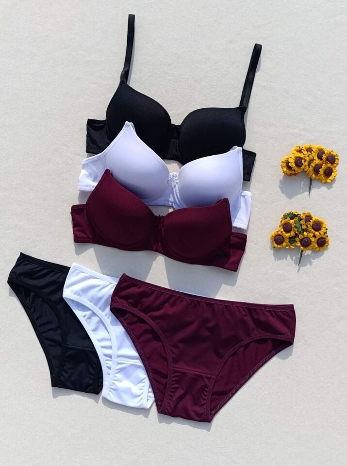 Push Up Dolgulu Micro 3'lü Sütyen Ve Külot İç Çamaşır Takımı