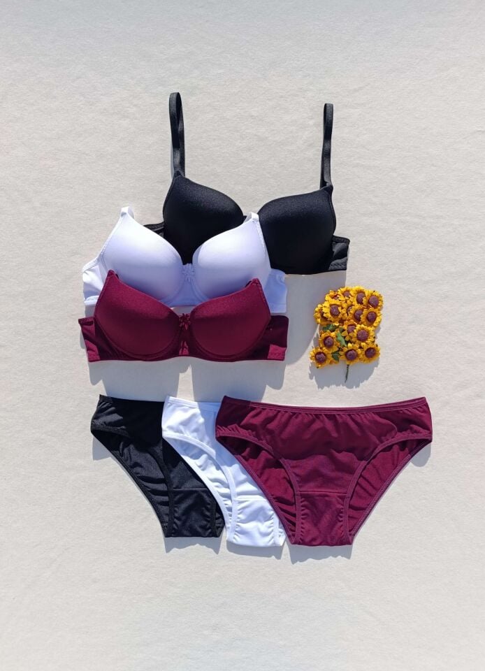 Push Up Dolgulu Micro 3'lü Sütyen Ve Külot İç Çamaşır Takımı