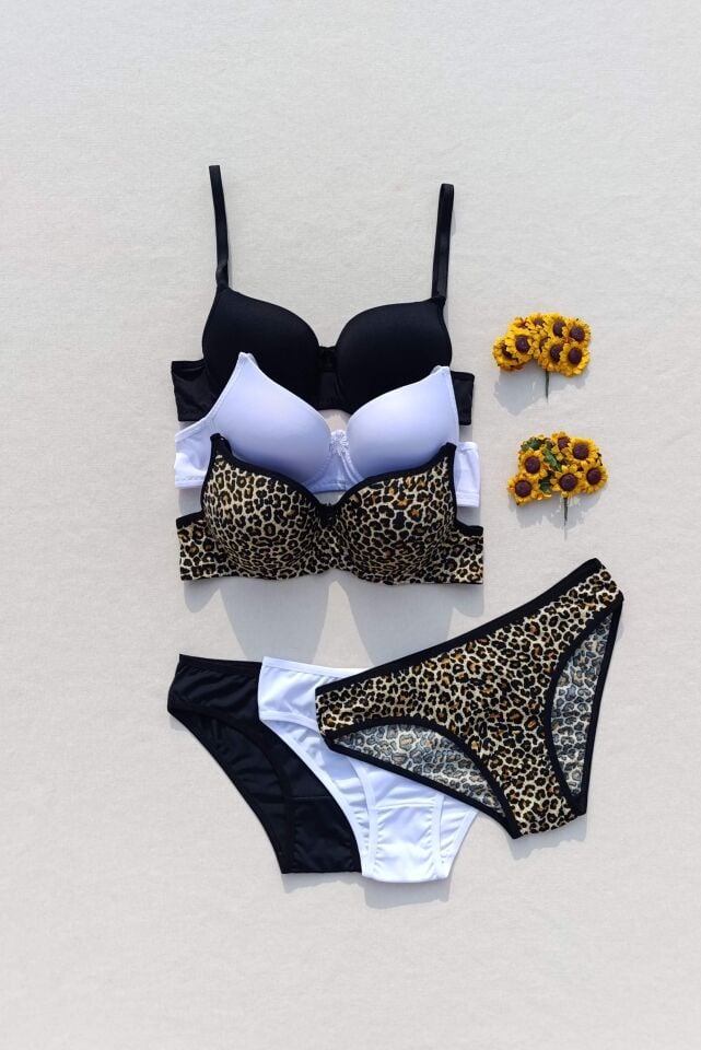 Push Up Dolgulu Micro 3'lü Sütyen Ve Külot İç Çamaşır Takımı