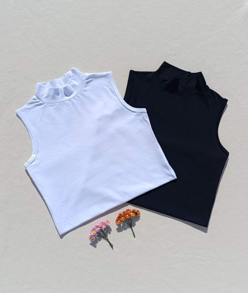 2'li Basic Sıfır Kol Boğazlı Siyah, Beyaz Kadın Body - Badi