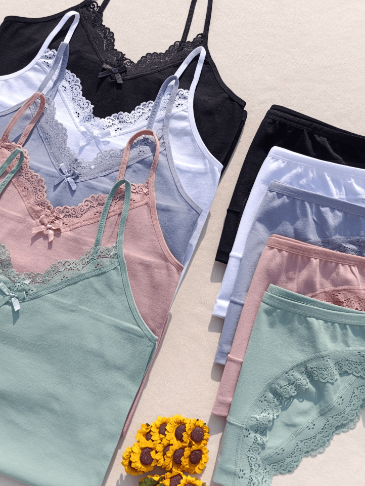 Dantelli 5'li Kadın Atlet Külot İç Çamaşır Takımı