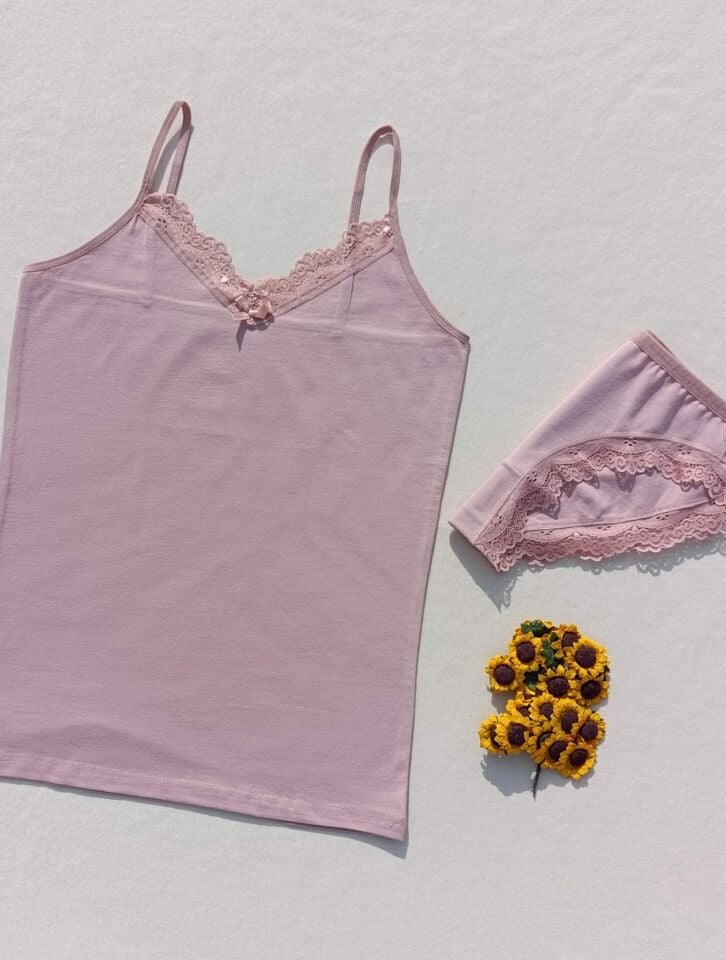 Dantelli 4'lü Kadın Atlet Külot İç Çamaşır Takımı