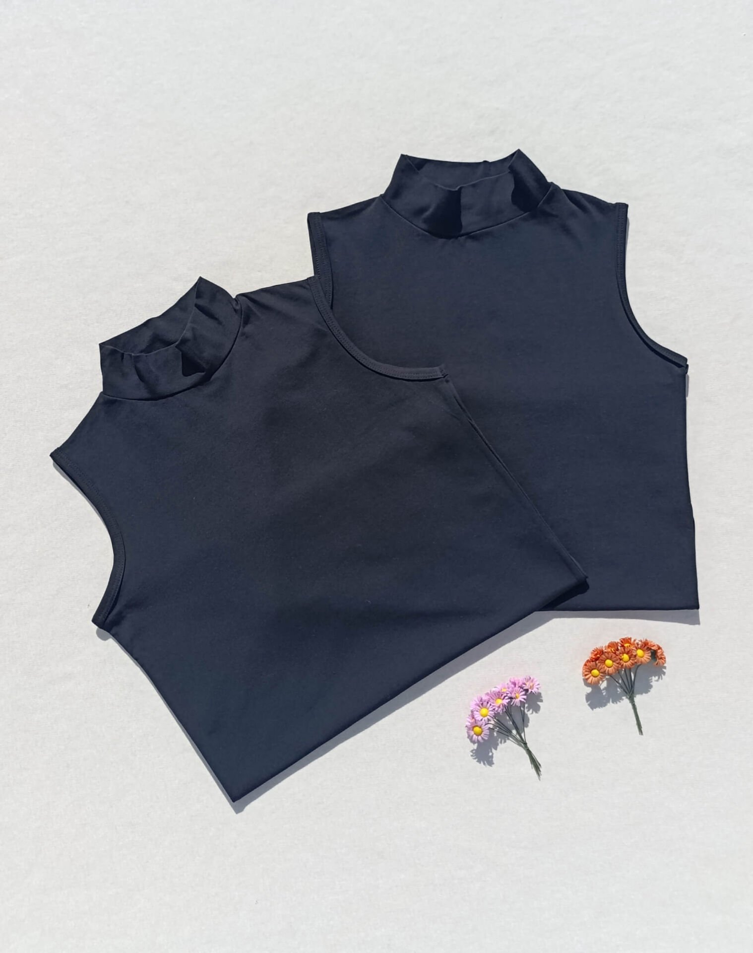 2'li Basic Sıfır Kol Boğazlı Siyah Kadın Body - Badi