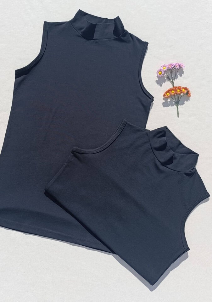 2'li Basic Sıfır Kol Boğazlı Siyah Kadın Body - Badi