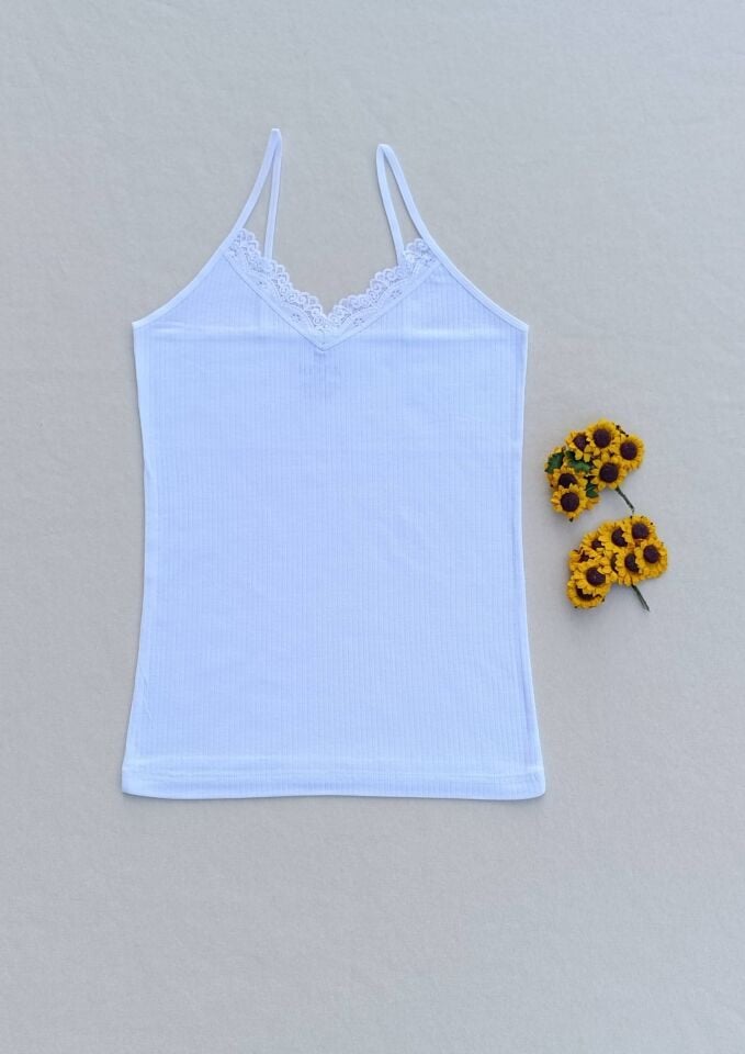 Dantel Detaylı Fitilli Esnek Renkli 4'lü Kadın Atlet