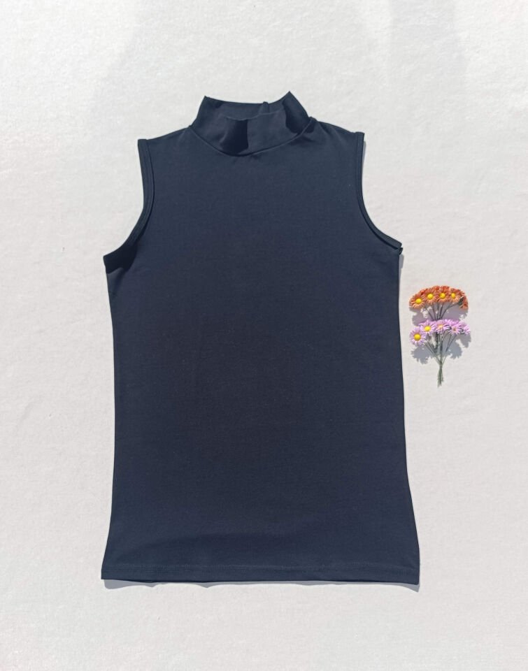 Basic Sıfır Kol Boğazlı Siyah Kadın Body - Badi