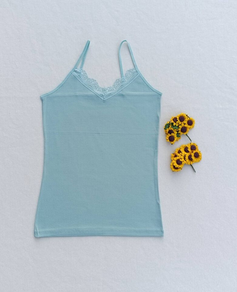 Dantel Detaylı Fitilli Esnek Renkli 5'li Kadın Atlet