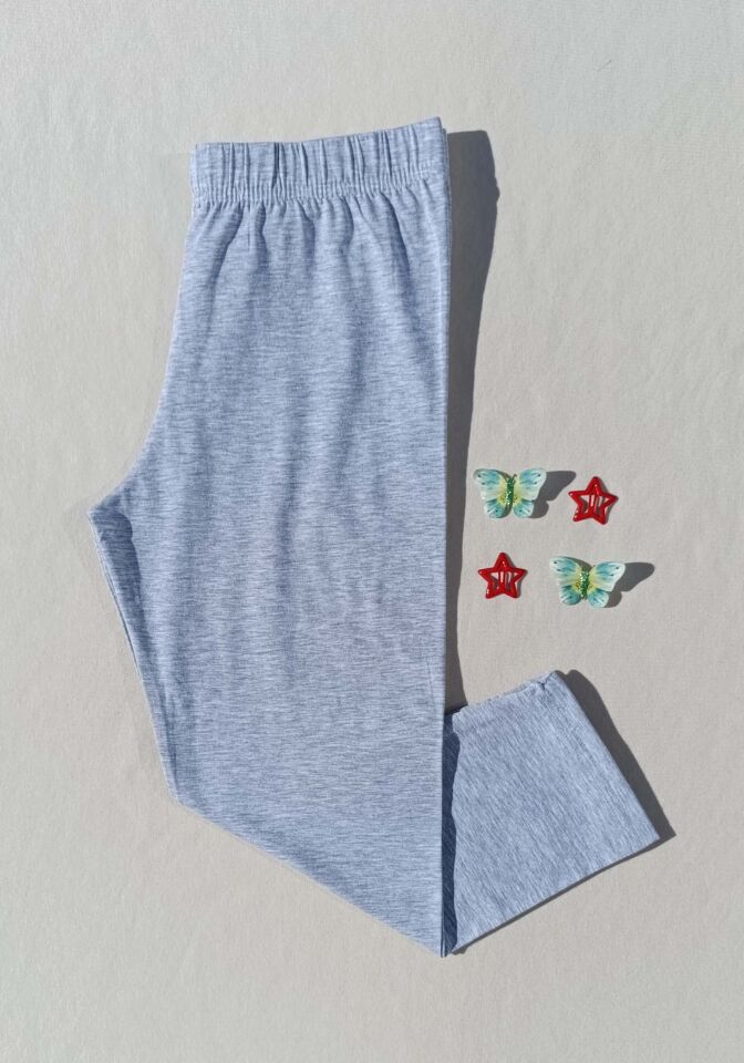 Kadın Beli Lastikli Gri Renk Likralı Basic 2'li Kapri Kısa Tayt