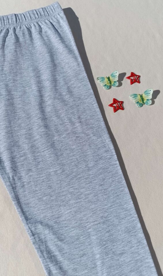 Kadın Gri, Siyah Renk Beli Lastikli Basic 2'li Kapri Kısa Tayt