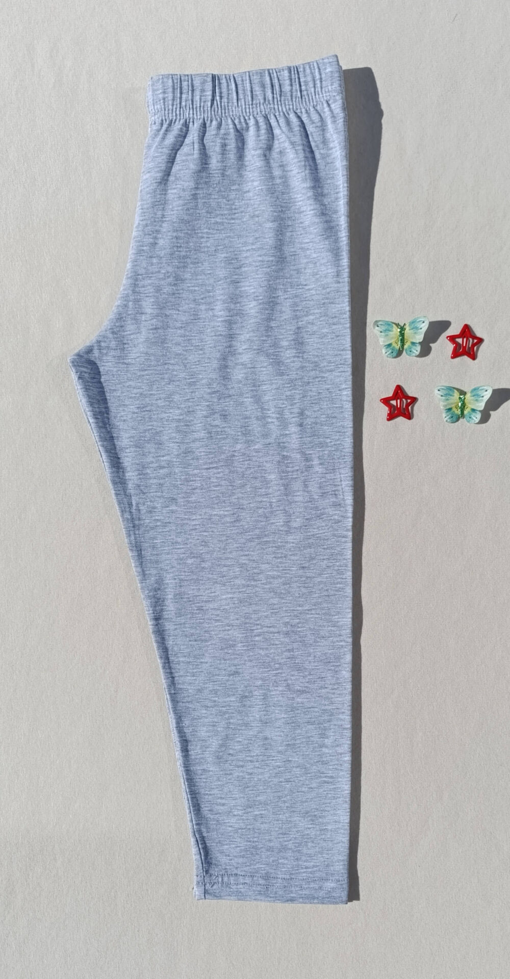 Kadın Gri Renk Beli Lastikli Basic Kapri Kısa Tayt