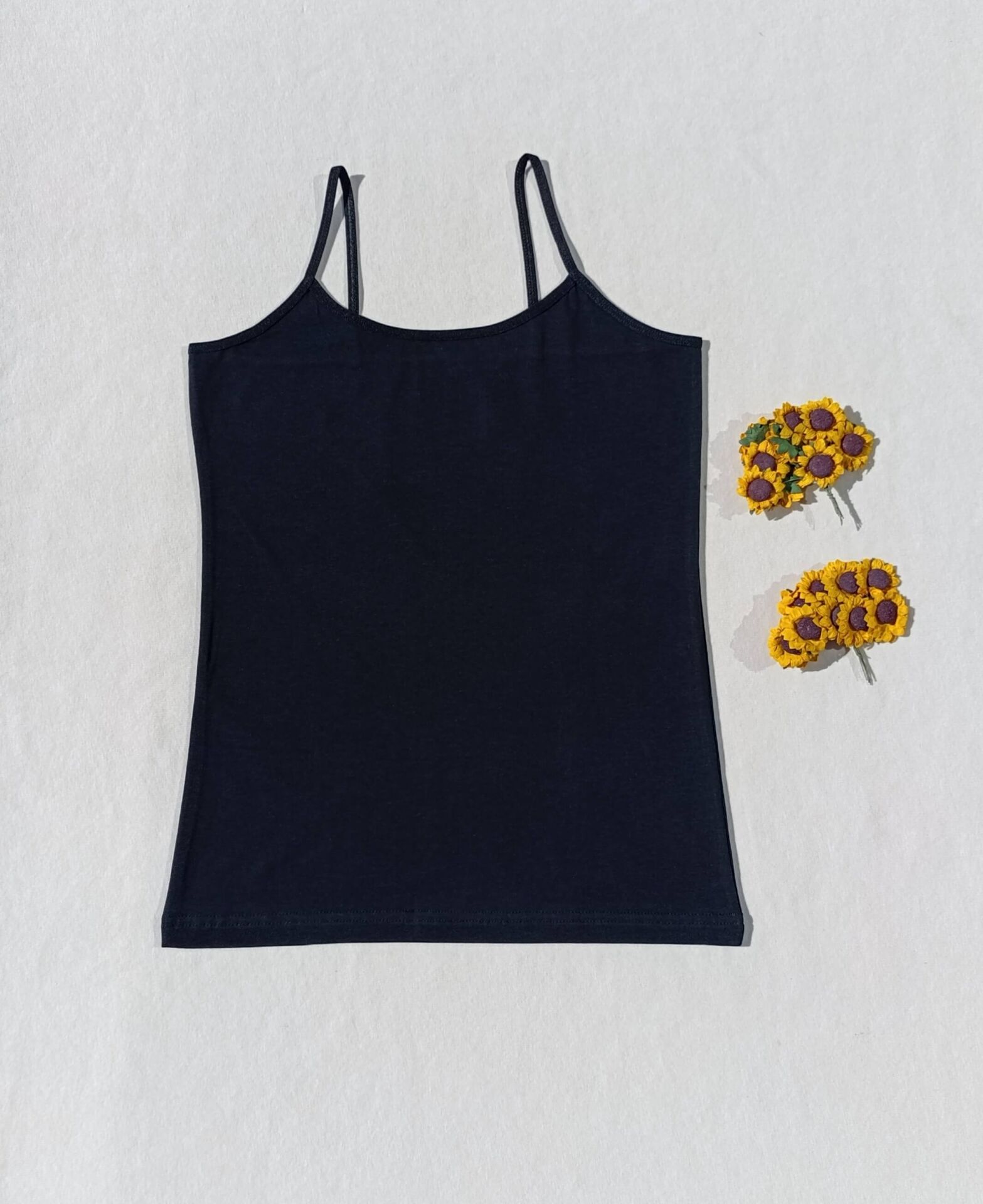 Basic İp Askı Likralı Siyah Kadın Atlet