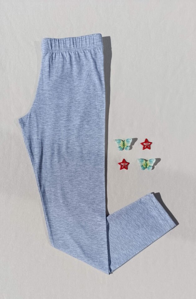 Kadın Gri Renk Beli Lastikli Basic Uzun Tayt