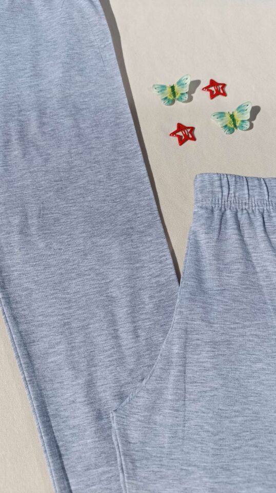 Kadın Gri Renk Beli Lastikli 2'li Basic Uzun Tayt