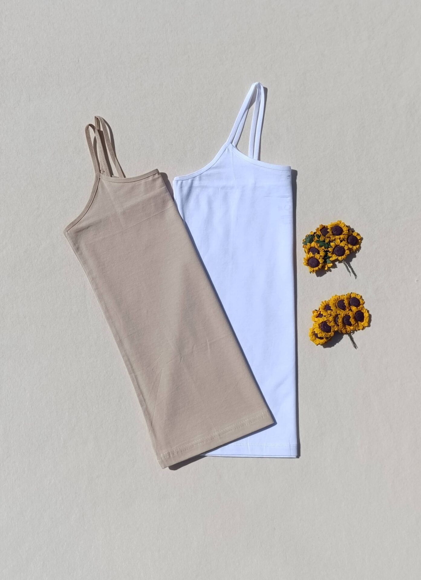 2'li Basic İp Askı Likralı Beyaz, Ten Rengi Kadın Atlet