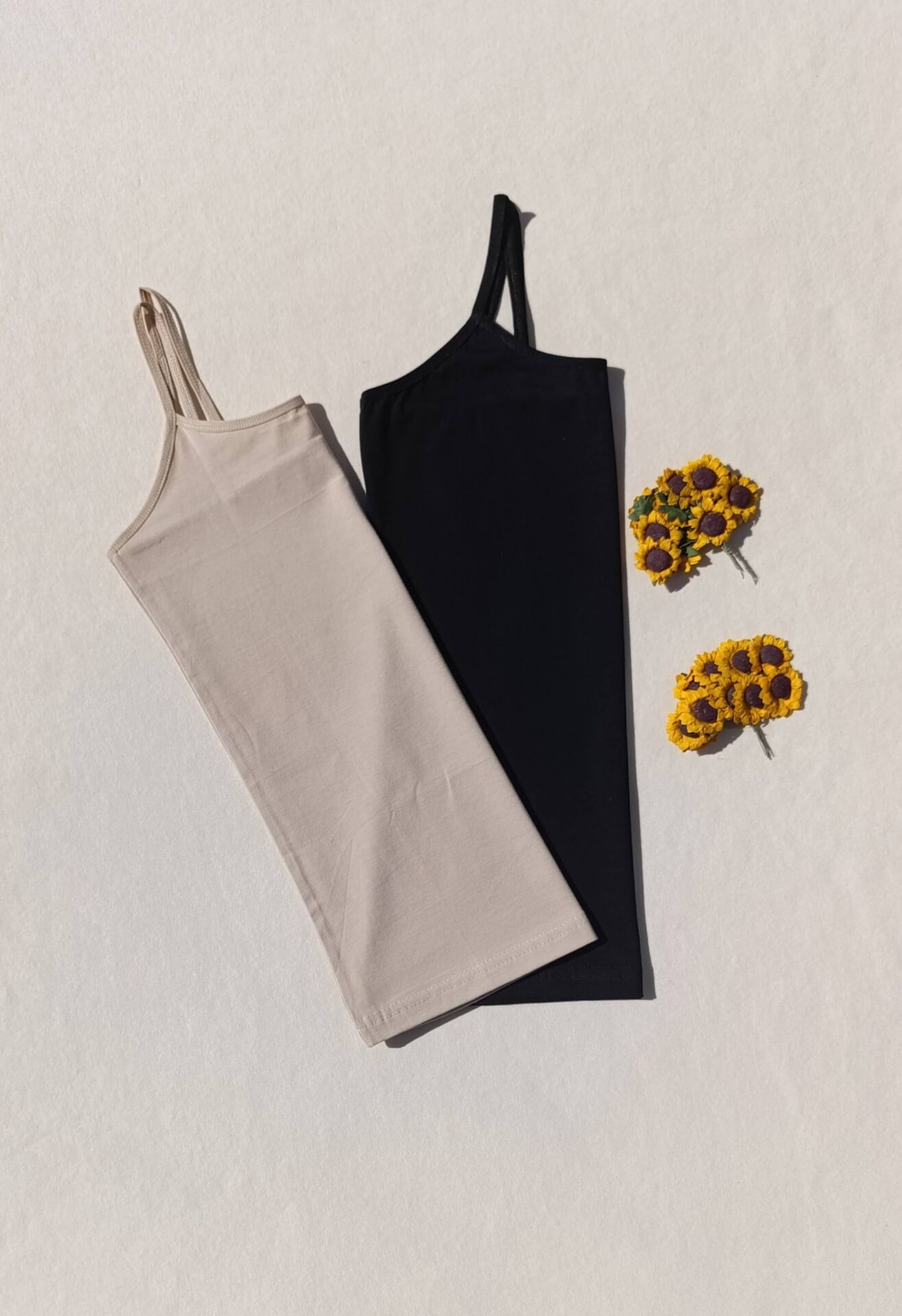 2'li Basic İp Askı Likralı Siyah, Ten Rengi Kadın Atlet