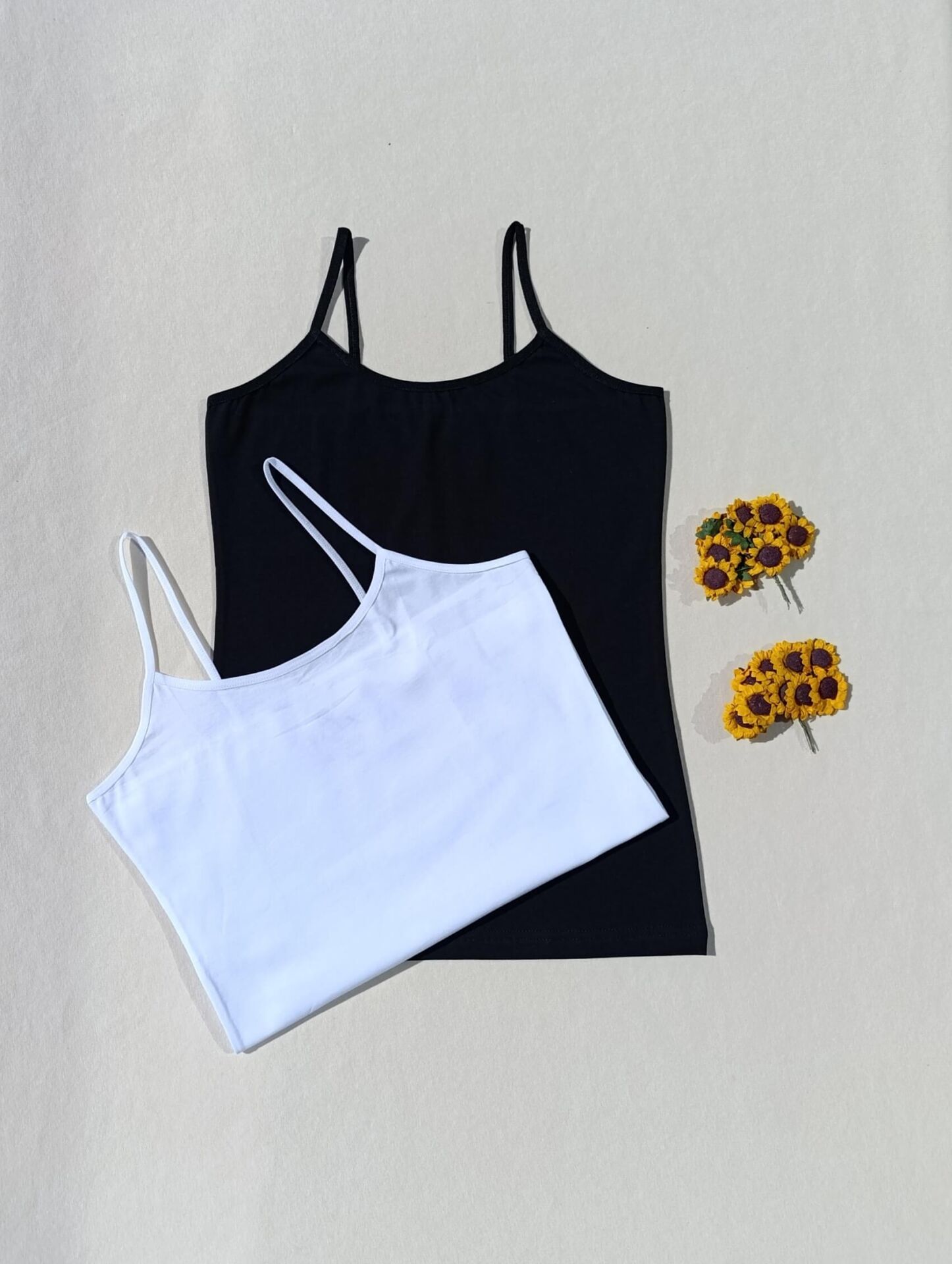 2'li Basic İp Askı Likralı Siyah, Beyaz Kadın Atlet