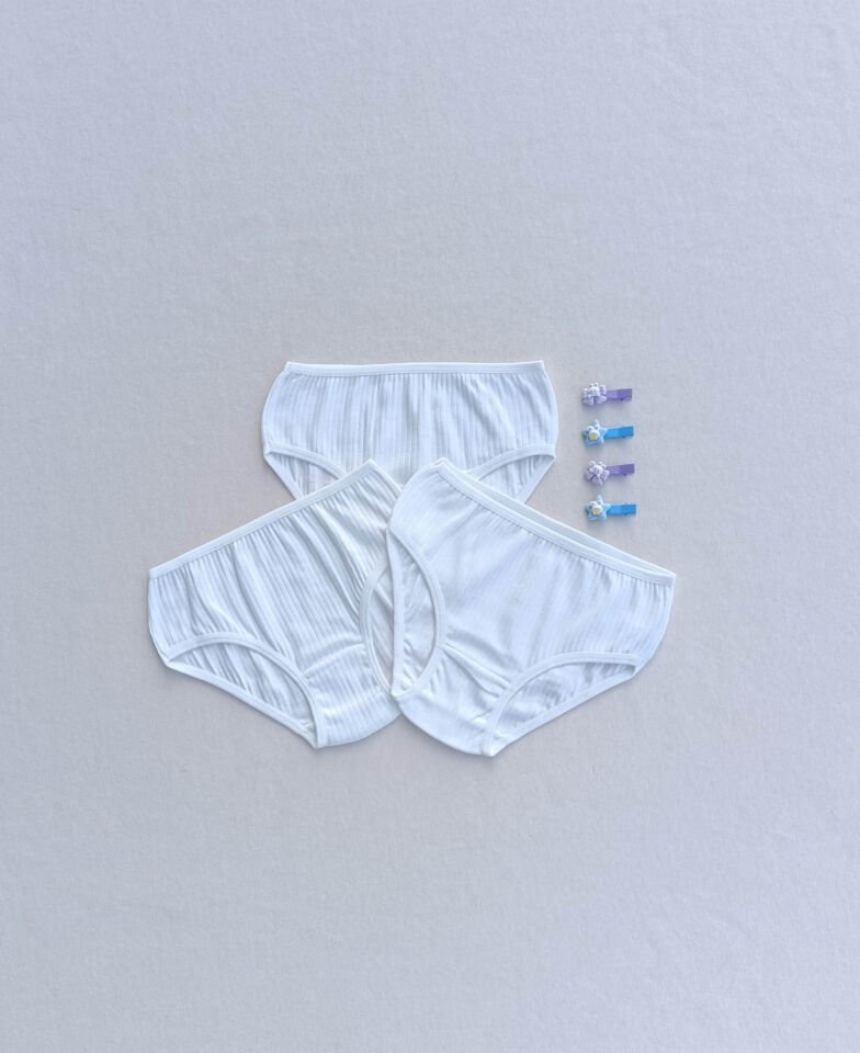 Kız Çocuk Yumuşak Dokulu Esnek Likralı 3'lü Külot Slip