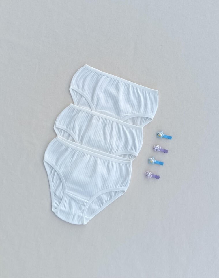 Kız Çocuk Yumuşak Dokulu Esnek Likralı 3'lü Külot Slip