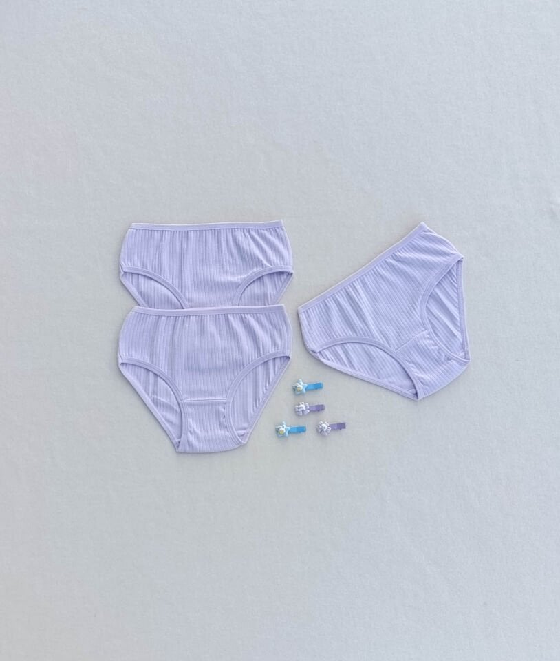 Kız Çocuk Yumuşak Dokulu Esnek Likralı 3'lü Külot Slip