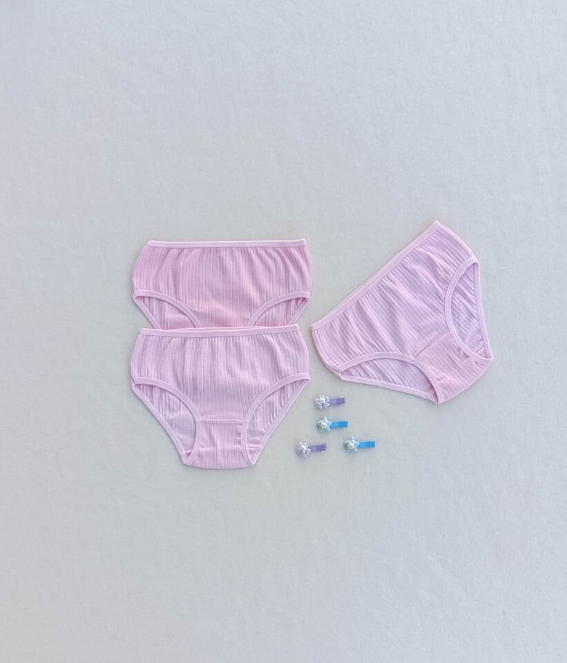 Kız Çocuk Yumuşak Dokulu Esnek Likralı 3'lü Külot Slip