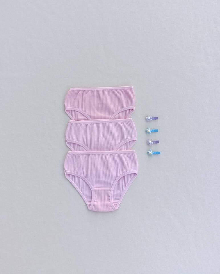 Kız Çocuk Yumuşak Dokulu Esnek Likralı 3'lü Külot Slip