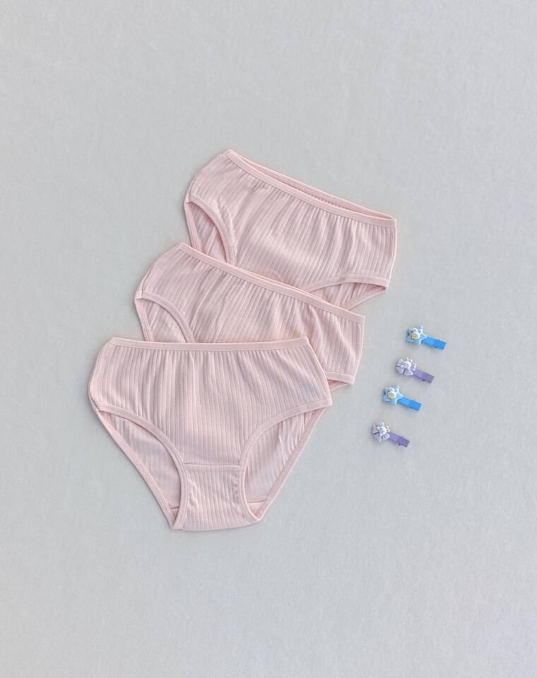 Kız Çocuk Yumuşak Dokulu Esnek Likralı 3'lü Külot Slip