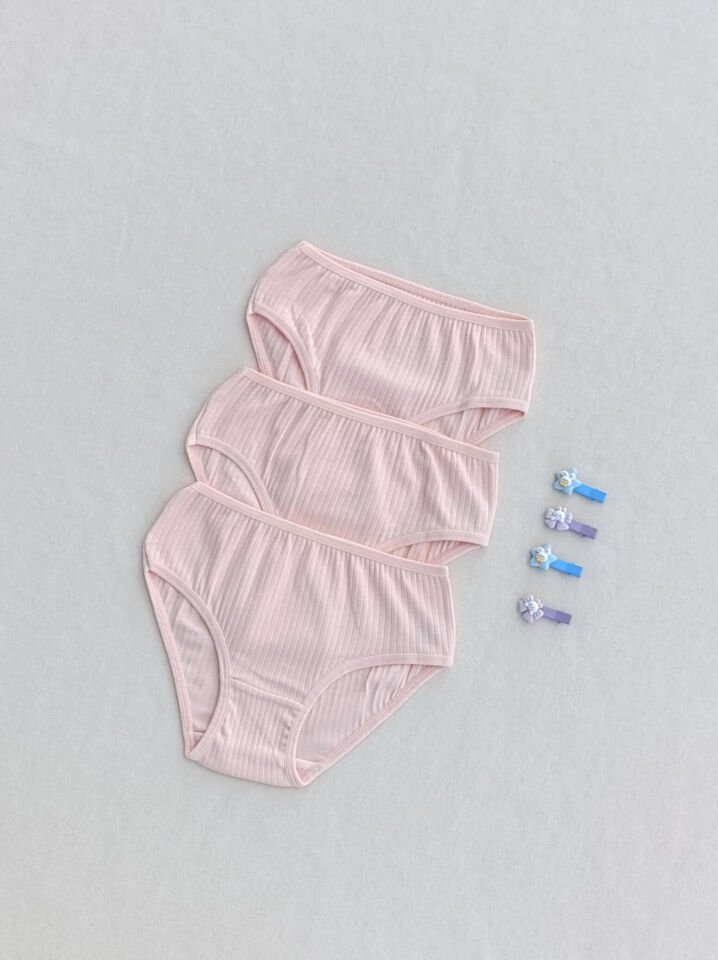 Kız Çocuk Yumuşak Dokulu Esnek Likralı 3'lü Külot Slip