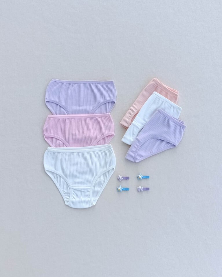 Kız Çocuk Renkli Yumuşak Dokulu Esnek Likralı 6'lı Külot Slip