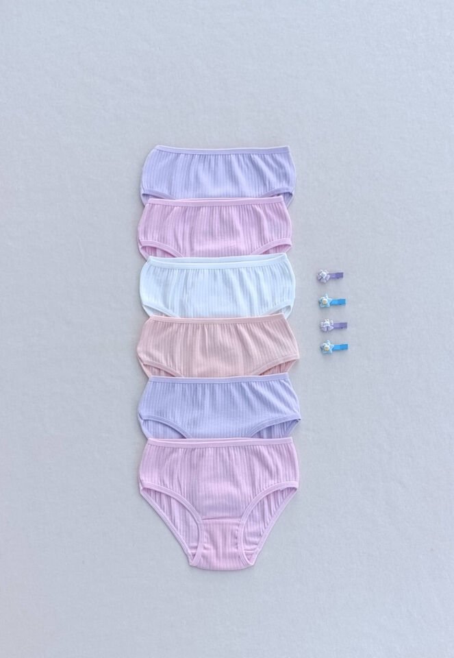 Kız Çocuk Renkli Yumuşak Dokulu Esnek Likralı 6'lı Külot Slip