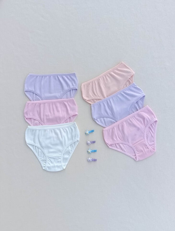 Kız Çocuk Renkli Yumuşak Dokulu Esnek Likralı 6'lı Külot Slip