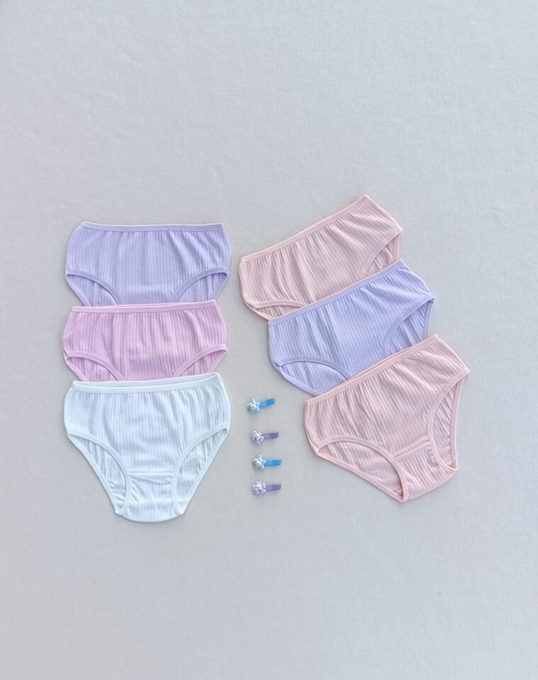 Kız Çocuk Renkli Yumuşak Dokulu Esnek Likralı 6'lı Külot Slip