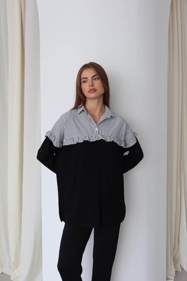 Fırfır Gömlek Detaylı Modal Kumaş Tunik