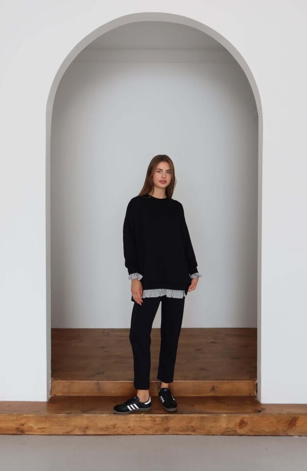 Kolları Fırfırlı Gömlek Detaylı Modal Kumaş Tunik